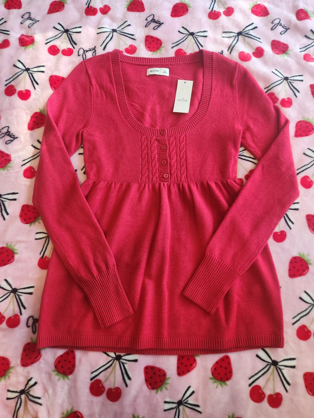 Hollister red babydoll sweater brand new with tags Dollette Coquette Femme